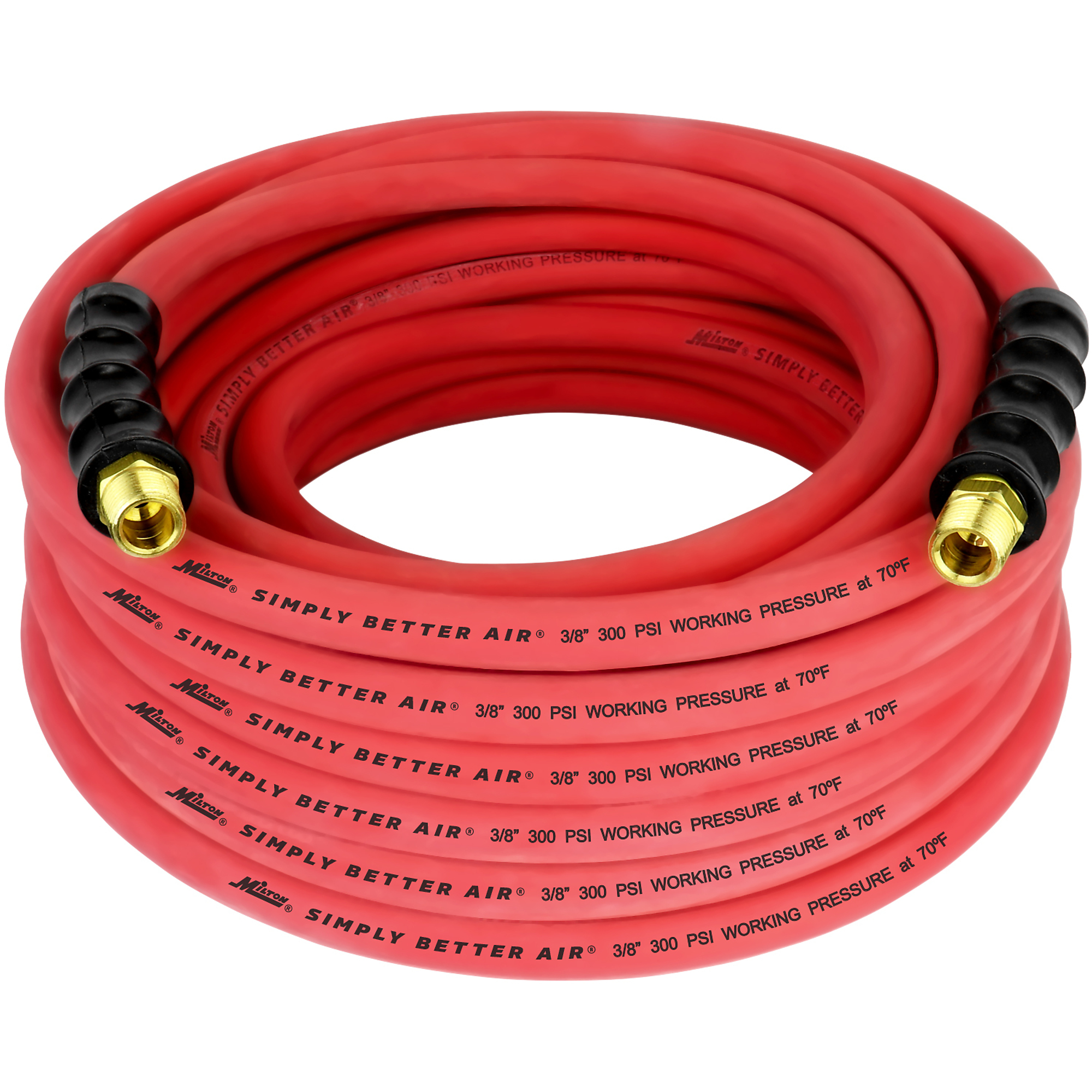 Milton 3/8in. x 50ft. Rubber Hose, 300 PSI, Model# ULR385038